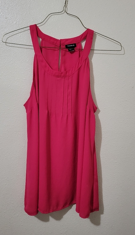 Torrid Georgette Pleated Goddess Hot Pink Sleeveless Tank Top Size 0 or Large